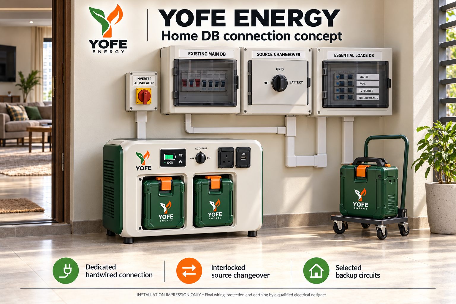 Home distribution board connection concept with source changeover