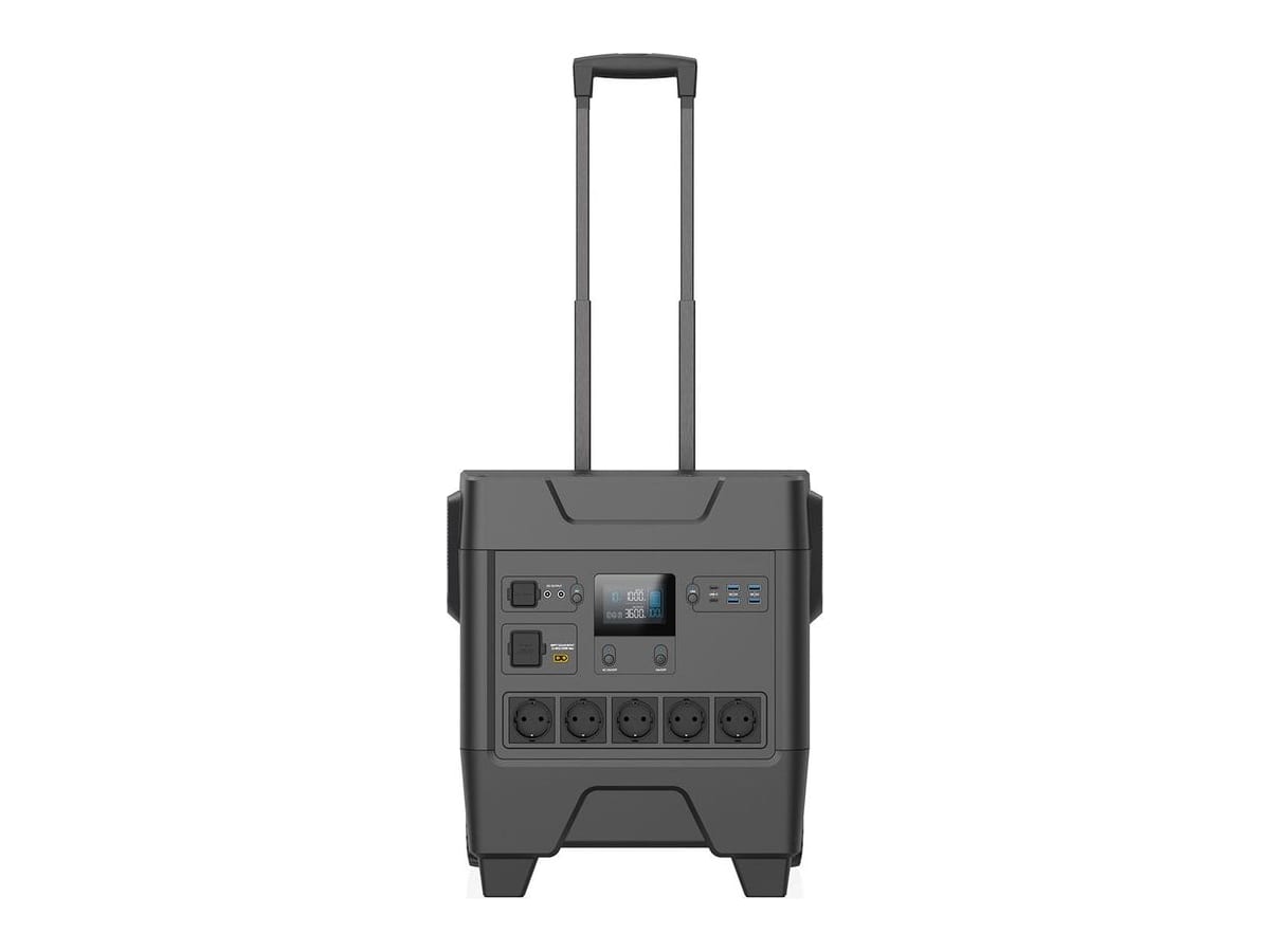 HS3600 power station with its trolley handle raised