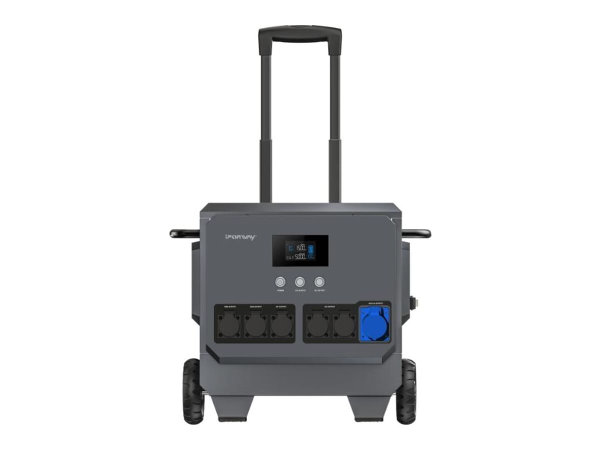 M5002 power station on wheels with its handle raised